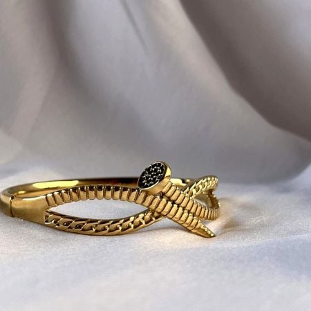 18K Gold Plated Twisted Rope Textured Kada